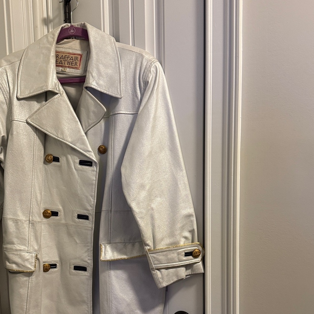 Women's Elegant White Pearlized Leather Jacket